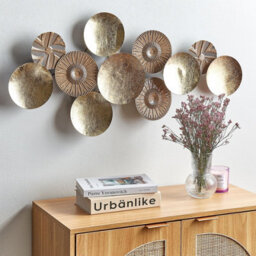 Beliani Handmade Iron Wall Decor 98 X 45 Cm - Gold And Copper Modern Industrial Art - thumbnail 2
