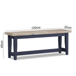 Statement Furniture Florence Bench, Wooden Dining Bench 120Cm  - Navy Blue - thumbnail 2