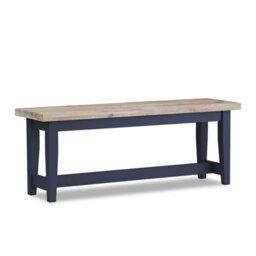 Statement Furniture Florence Bench, Wooden Dining Bench 120Cm  - Navy Blue