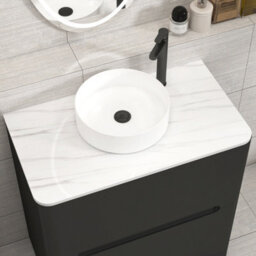 Royal Bathrooms Venice 800mm Matt Nocturne Black Freestanding Bathroom Countertop Vanity Unit 2 Drawer With Art Basin - thumbnail 6