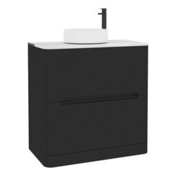 Royal Bathrooms Venice 800mm Matt Nocturne Black Freestanding Bathroom Countertop Vanity Unit 2 Drawer With Art Basin - thumbnail 7