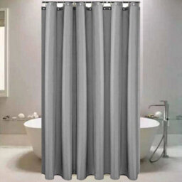 180 X 200Cm Grey Extra Long Fabric Shower Curtain Waterproof - thumbnail 1