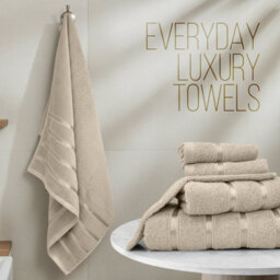 Casabella Towels Set, 8 Pc Towels For Bathroom, 100% Cotton, 2 Bath Towels, 2 Hand Towels, 4 Face Cloth - Beige - thumbnail 3