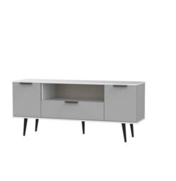 Fuji 2 Door 1 Drawer Wide Tv Unit In Grey Matt & White (Ready Assembled) - thumbnail 3