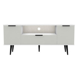 Fuji 2 Door 1 Drawer Wide Tv Unit In Grey Matt & White (Ready Assembled) - thumbnail 2