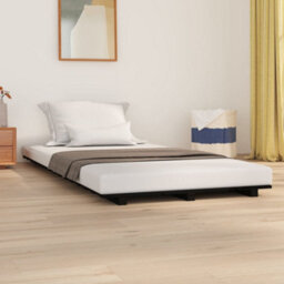 Berkfield Bed Frame Black 75X190 Cm 2Ft6 Small Single Solid Wood Pine
