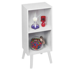 Urbn-Living Urbnliving 2 Tier 53Cm Height White Wooden Storage Cube Bookcase Scandinavian Style White Legs - thumbnail 1