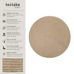 Tectake Rug Vibe In Round, Boho Style, Durable And Easy-Care For Indoor And Outdoor Use   160 Cm - Brown - thumbnail 2