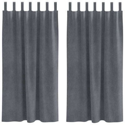 Berkfield Modern Blackout Curtains With Hanging Loops 2 Pcs Super Light Grey Velvet - image 1