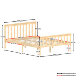 Lassic Vida Designs Milan Pine 4Ft6 Double Wooden Bed Frame - High Foot End - thumbnail 2