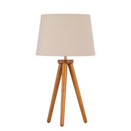 First Choice Lighting Voyage - Dark Oak Table Lamp Or Bedside Light With Natural Shade