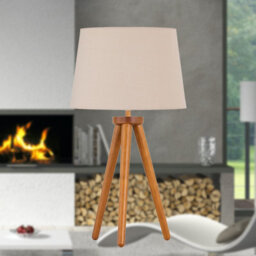 First Choice Lighting Voyage - Dark Oak Table Lamp Or Bedside Light With Natural Shade - thumbnail 2
