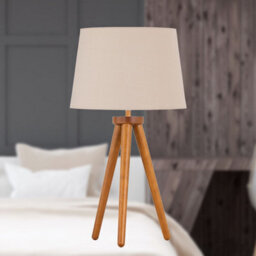 First Choice Lighting Voyage - Dark Oak Table Lamp Or Bedside Light With Natural Shade - thumbnail 3