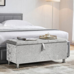 Lassic Vida Designs Valencia Storage Ottoman Crushed Velvet Silver Storage Ukfr Bench Chest Bedroom Living Room  - thumbnail 2