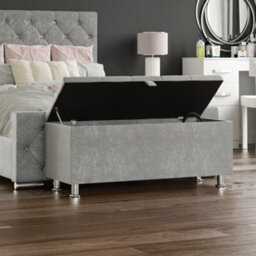 Lassic Vida Designs Valencia Storage Ottoman Crushed Velvet Silver Storage Ukfr Bench Chest Bedroom Living Room  - thumbnail 1