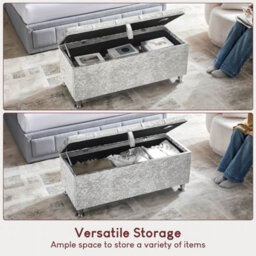 Lassic Vida Designs Valencia Storage Ottoman Crushed Velvet Silver Storage Ukfr Bench Chest Bedroom Living Room  - thumbnail 4