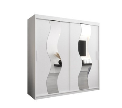 Arte Seville Mirrored Sliding Door Wardrobe With Shelves And Hanging Rails In White (H)2000mm (W)2000mm (D)620mm - image 1
