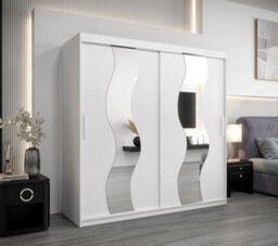 Arte Seville Mirrored Sliding Door Wardrobe With Shelves And Hanging Rails In White (H)2000mm (W)2000mm (D)620mm - thumbnail 2