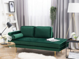 Beliani Left-Hand Chaise Longue Miramas Velvet Emerald Green - thumbnail 2