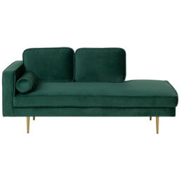 Beliani Left-Hand Chaise Longue Miramas Velvet Emerald Green - thumbnail 1