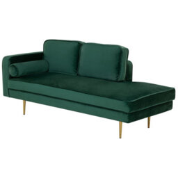Beliani Left-Hand Chaise Longue Miramas Velvet Emerald Green - thumbnail 4