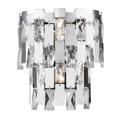 Luminosa Lighting Luminosa Alma 2 Light Wall Lamp Chrome Crystal