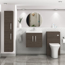 Royal Bathrooms Turin Grey Elm 600mm Wall Hung Vanity Unit 2 Door With Mid-Edge Basin Sink - thumbnail 2