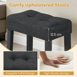Gainoom 3-Piece Bar Table Set Modern Counter Height Breakfast Table With Faux Marble Top & 2 Padded Stools - thumbnail 8