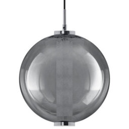 Long Life Lamps Company Led Globe Ceiling Pendant Light Smoked Grey Glass Lamp Shade Chrome Holder K437 - thumbnail 3