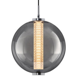 Long Life Lamps Company Led Globe Ceiling Pendant Light Smoked Grey Glass Lamp Shade Chrome Holder K437