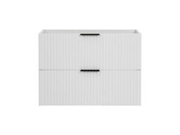 Impact Furniture Bathroom Vanity Unit 800mm Wall Hung Drawer Cabinet Ribbed Textured Fluted White Modern Floating Sink Unit Adel - thumbnail 2