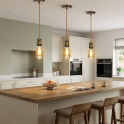 Vintage Industrial Brass Pendant Ceiling Light E27 With 2M Gold Twisted Fabric Cable Retro Lamp Holder Kit - thumbnail 4