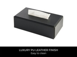 Corby of Windsor Corby Highland Hotel Collection Rectangular Tissue Box Holder In Black Pu Leather - thumbnail 5