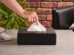 Corby of Windsor Corby Highland Hotel Collection Rectangular Tissue Box Holder In Black Pu Leather - thumbnail 2