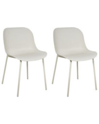 Wyld And Coco Set Of 2 Modern Dining Chairs Light Beige With Metal Legs - Compact, Easy-Care Seats - thumbnail 3