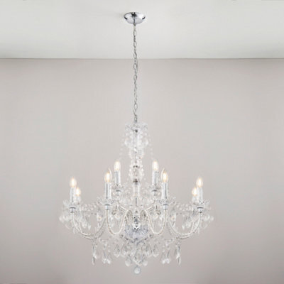 Anson Lighting Montana Chrome And Clear Acrylic 12 Light Ceiling Pendant - image 1