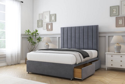"Comfort Tokyo Steel Plush Divan Bed Base 2 Drawers Same Side - 26"" Strutted  6' Super King" - image 1
