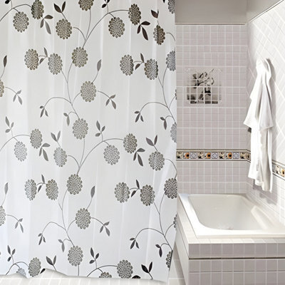 Accessotech Luxury Modern Pvc Shower Curtain With Hooks Waterproof 180X180Cm Bathroom Liner Leaf Design - image 1