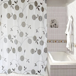 Accessotech Luxury Modern Pvc Shower Curtain With Hooks Waterproof 180X180Cm Bathroom Liner Leaf Design