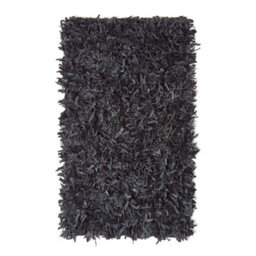 Homescapes Dallas Leather Shaggy Rug Black, 120 X 180 Cm - thumbnail 2