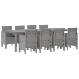 Berkfield Garden Dining Set 9 Pcs White Polt Rattan - thumbnail 2