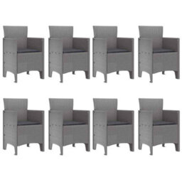 Berkfield Garden Dining Set 9 Pcs White Polt Rattan - thumbnail 5