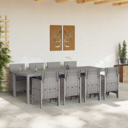Berkfield Garden Dining Set 9 Pcs White Polt Rattan - thumbnail 3