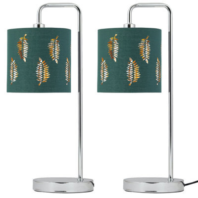 First Choice Lighting Set Of 2 Arched Table Lamps With Dark Green Fern Cut Out Shades - image 1