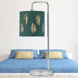 First Choice Lighting Set Of 2 Arched Table Lamps With Dark Green Fern Cut Out Shades - thumbnail 7