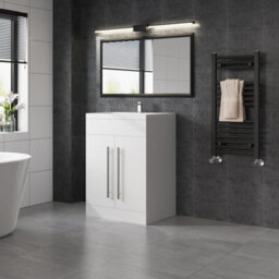 Sundaze Gloss White Bathroom Furniture 600mm Vanity Unit Sink Basin Storage Cabinet Floor Standing
