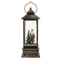 Festive 27Cm Battery Operated Christmas Led Water Spinner Lantern - Santa Scene - thumbnail 1
