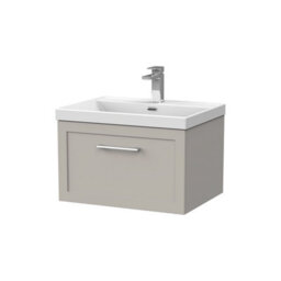 Balterley Stonnall Traditional Wall Hung 1 Drawer Vanity Unit With Thin-Edge Ceramic Basin, 600mm, Pebble Grey - thumbnail 1
