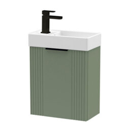 Balterley Green 400mm Wall Hung Cloakroom Vanity Basin Unit With Black Handle Compact Bathroom Storage - thumbnail 1