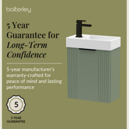 Balterley Green 400mm Wall Hung Cloakroom Vanity Basin Unit With Black Handle Compact Bathroom Storage - thumbnail 6